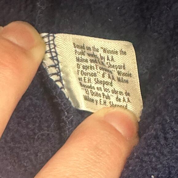 Vintage 90s Disney Winne The Pooh Blue Men M Crewneck Fleece Pullover Sweatshirt - Picture 10 of 11